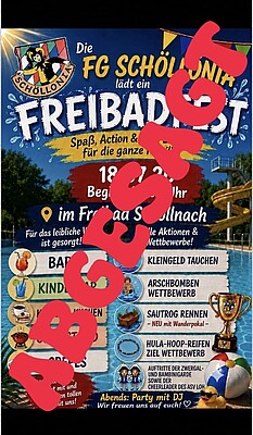 Banner ABGESAGT - Freibadfest Schöllnach - ABGESAGT 