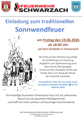 Banner Sonnwendfeuer FFW Schwarzach